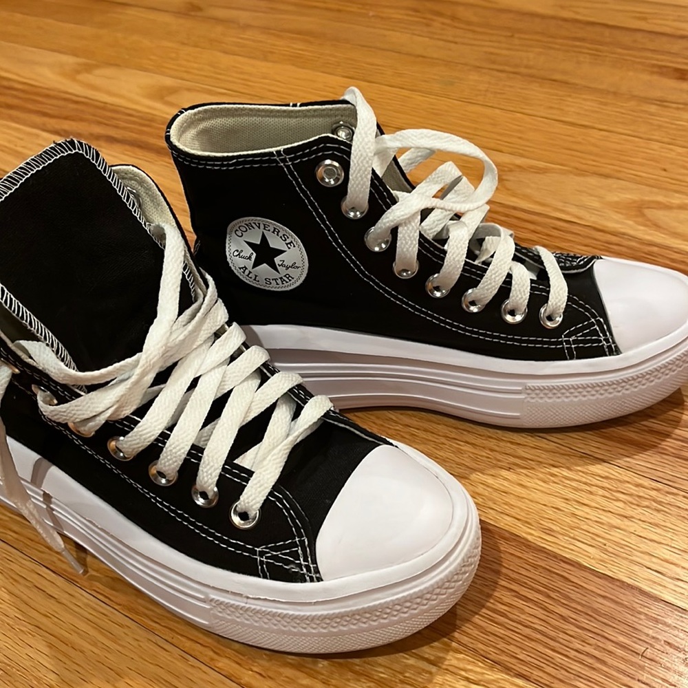 Converse High Top Platform Shoes Black Gem